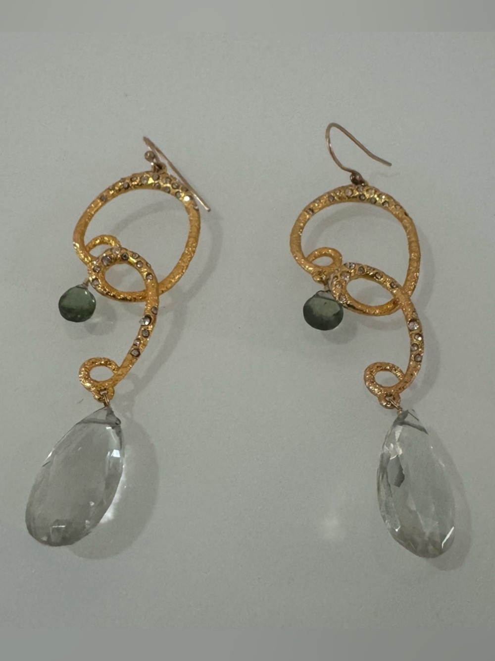 Alexis Bittar Gold-Plated Swirl Earrings with Green Crystals